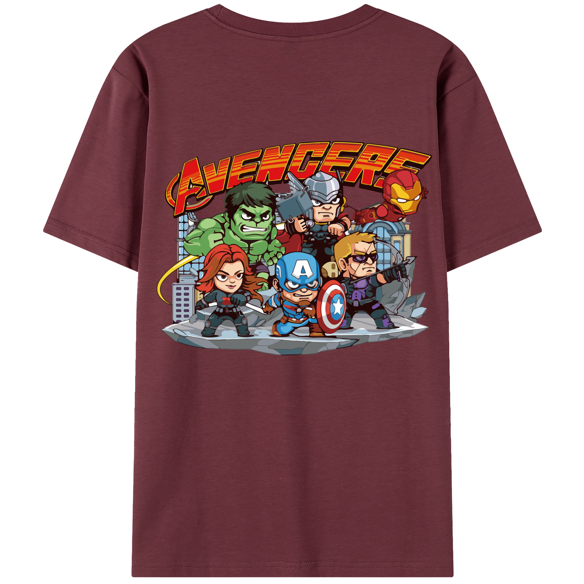 （画像用） アベンジャーズ The Avengers 綿100％半袖Tシャツ（背面プリント）
